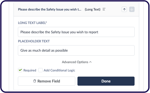 Example of long text on form